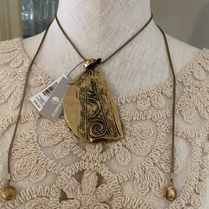 Convertible Long to Short Bronze Emblem Necklace